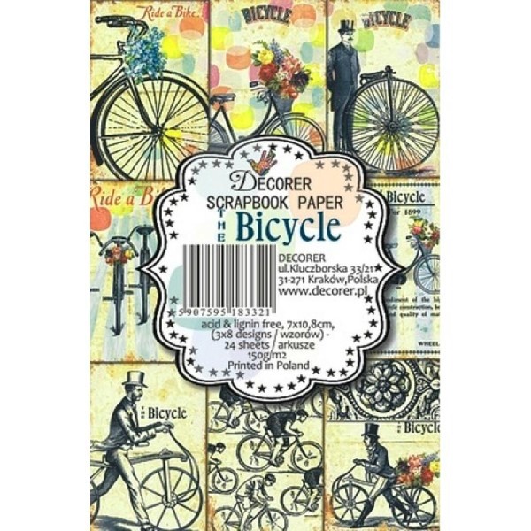 24 mini papiers fantaisis image 7 x 10,8 cm DECORER BICYCLE - Photo n°1