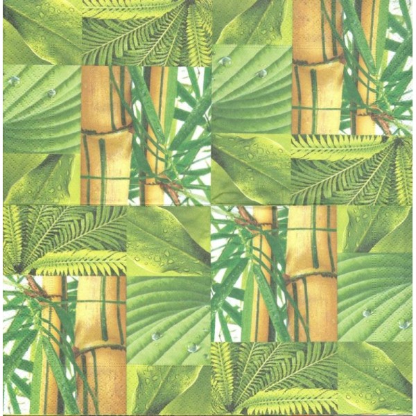 4 Serviettes en papier Feuillage tropical Format Cocktail - Photo n°2