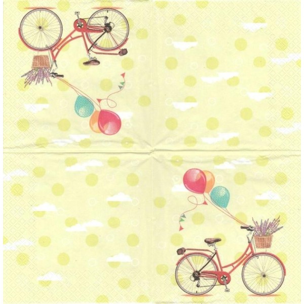 4 Serviettes en papier  Vélo Ballon Format Lunch - Photo n°1