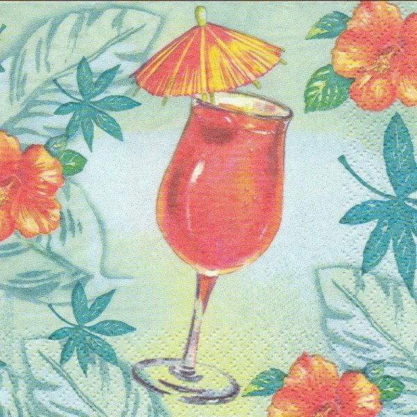 4 Serviettes en papier Cocktail Ananas Format Cocktail - Photo n°1