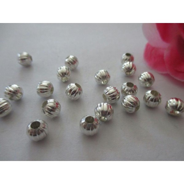 Lot de 20 perles métal argenté 6 mm - Photo n°1