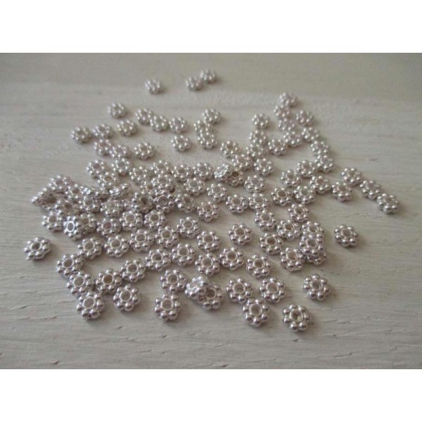 Lot de 40 perles intercalaires argenté 4 mm - Photo n°1