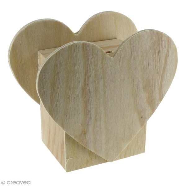 Tirelire Coeur en bois à décorer - 11 x 10 x 6 cm - Photo n°1