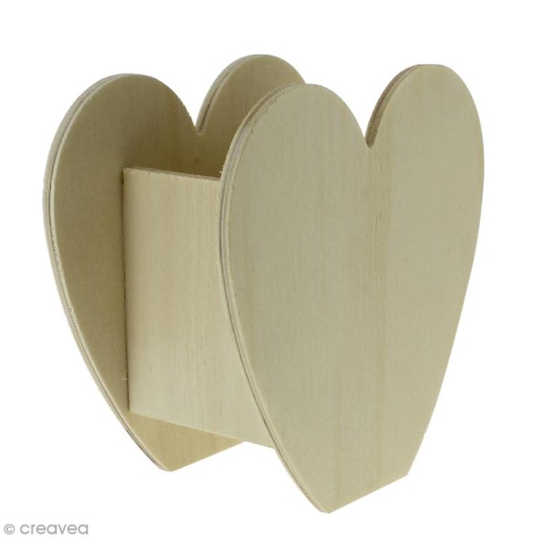 Pot Coeur en bois à décorer - 11,5 x 11,7 x 6,3 cm - Photo n°1