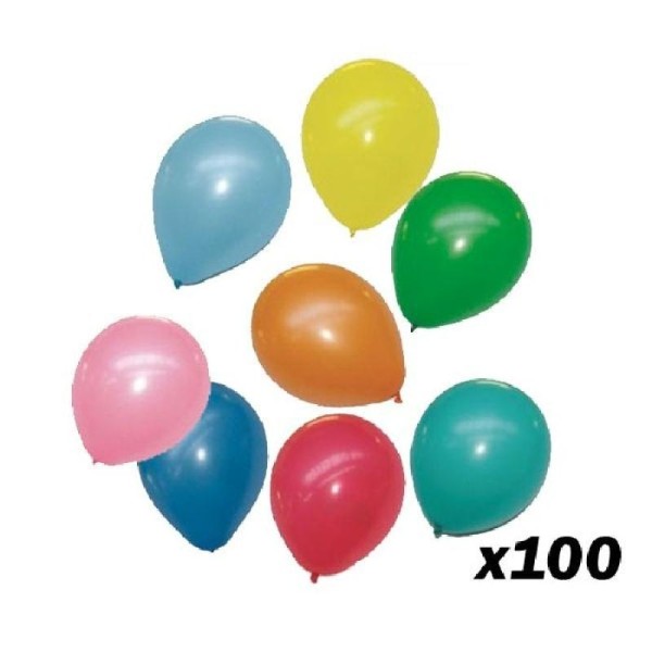 100 Ballons 30 cm (Couleurs Assortis Multicolore) - Photo n°1