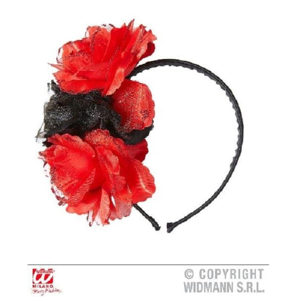 Serre Tête Roses (rouge et noir) - Photo n°1