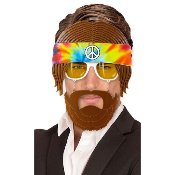 Lunettes hippie avec barbe - Photo n°1