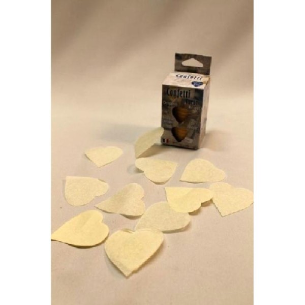 Confettis mariage cœur ivoire en boite décorée 100 grammes - Photo n°1
