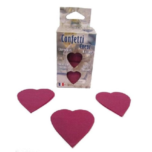 Confettis mariage cœur rose fuschia en boite décorée 100 grammes - Photo n°1