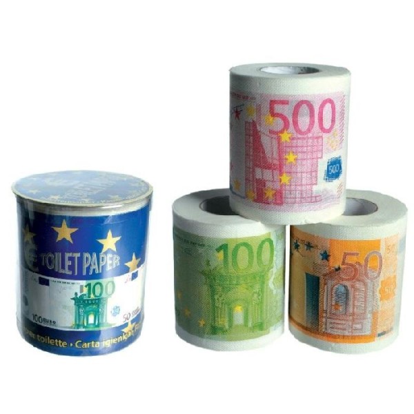 3 Rouleaux de papier toilette billets euros dans boîte PVC - 3 assortis - Photo n°1