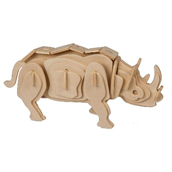 Puzzle bois 3D rhinocéros - 20x28 cm - Photo n°1