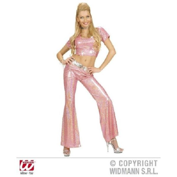 Pantalon paillettes holographiques roses-M - Photo n°1