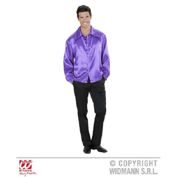 Chemise violette homme satinée-L - Photo n°1