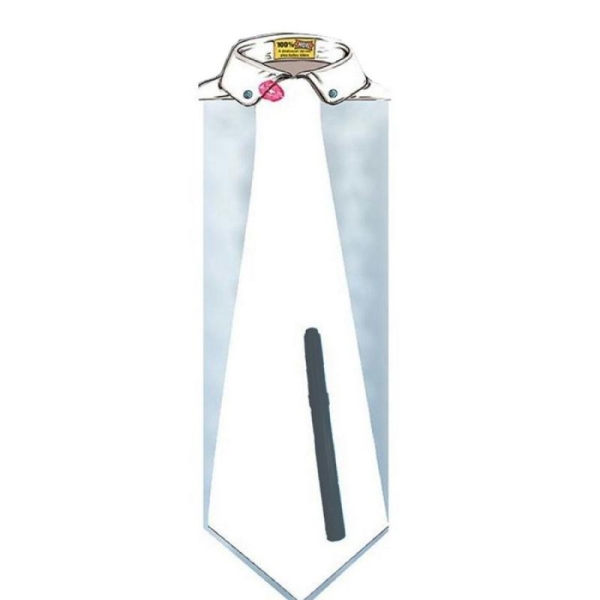 Cravate blanche extra large à dédicacer avec stylo - Photo n°1