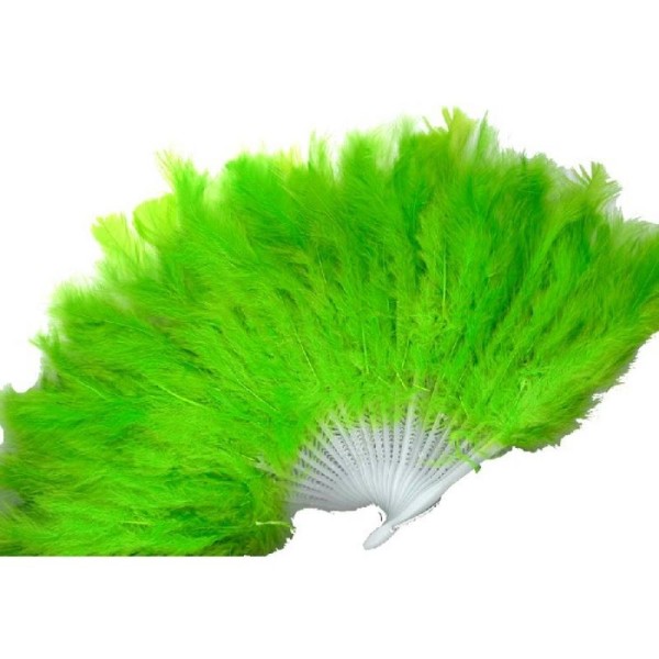 Éventail à plumes vertes (40 x 25 cm) - Photo n°1