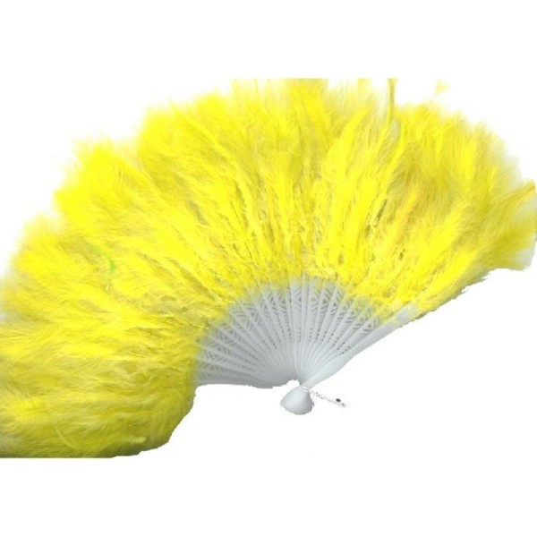 Éventail à plumes jaunes (40 x 25 cm) - Photo n°1