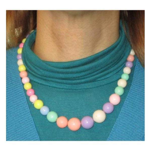 Collier grosses perles multicolores - Photo n°1