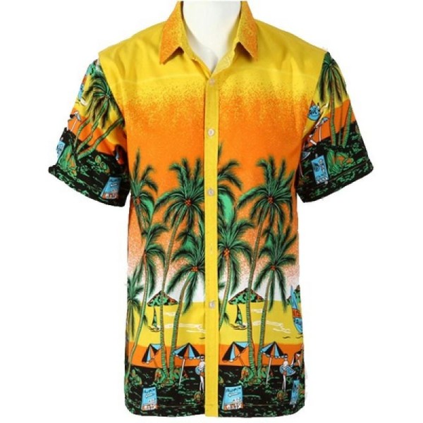 Chemise tropicale coconuts jaune - taille L - Photo n°1