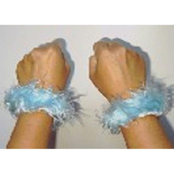 Bracelets pelucheux bleus - Photo n°1