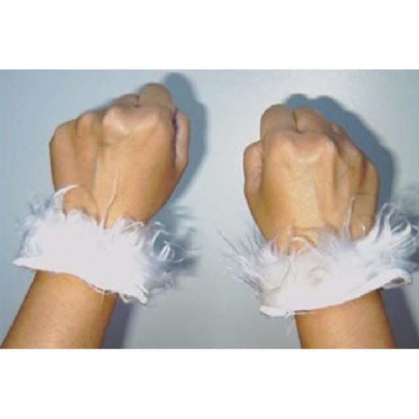 Paire de bracelets pelucheux blanc - Photo n°1