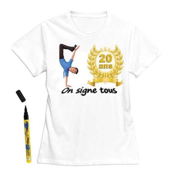 T-shirt homme 20 ans à dédicacer - Taille S - Photo n°1
