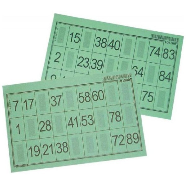 100 Cartons-feuille loto vertes numérotés 10 x 15 cm - Photo n°1