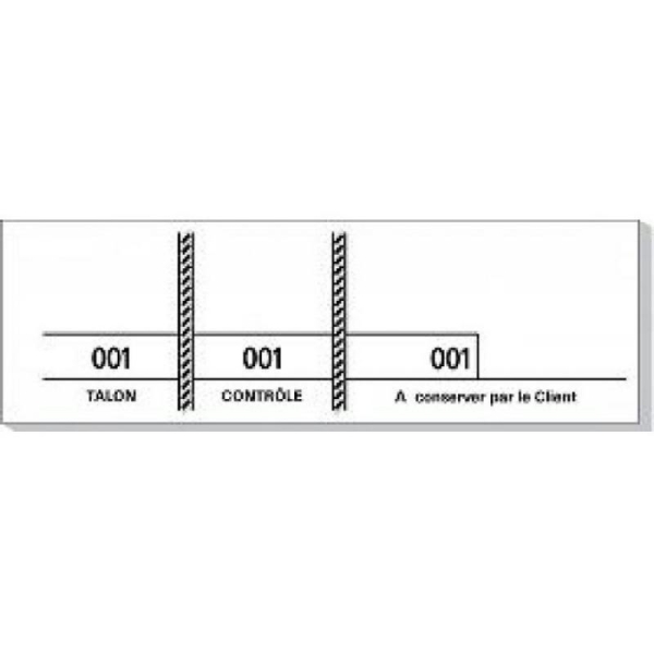 Carnet de 100 tickets blancs numérotés 3 souches -48 x 150 mm - Photo n°1