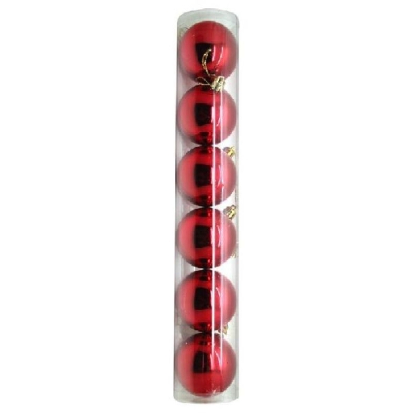 6 Boules de noël rouge 6 cm - Photo n°1
