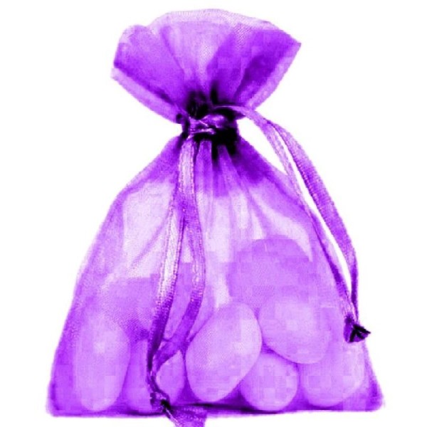 25 Sachets organza violet à dragées 9 x 12 cm - Photo n°1