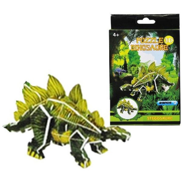 Puzzle 3D cartonné stégosaure -18 x 11 cm - Photo n°1