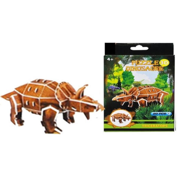 Puzzle 3D cartonné tricératops -18 x 11 cm - Photo n°1