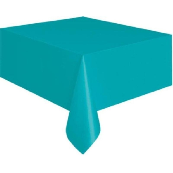 Nappe bleue turquoise plastique rectangulaire 135x270 cm - Photo n°1