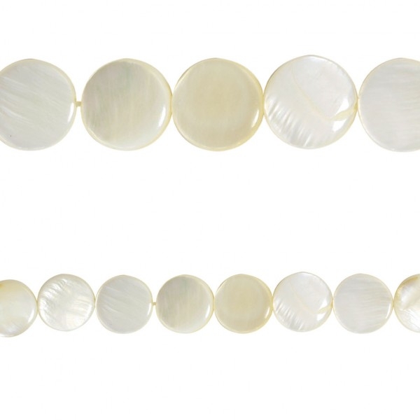 5x Perles Nacre Palets Ronds 10mm NATUREL - Photo n°1