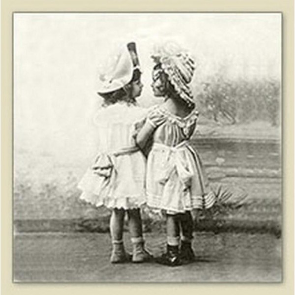 4 serviettes en papier découpage collage 33 cm VINTAGE DEUX ENFANTS 43 - Photo n°1