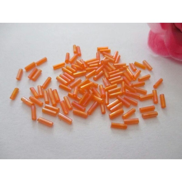 Lot de 15 gr de rocailles tubes 6 mm orange - Photo n°1
