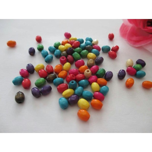 Lot de 50 perles en bois olive 8 mm - Photo n°1