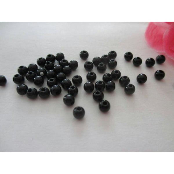 Lot de 50 perles acryliques rondes noires 3,5 mm - Photo n°1