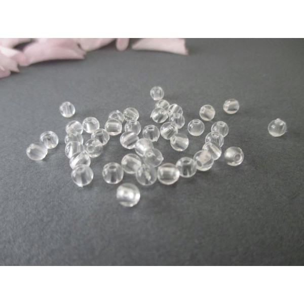 Lot de 50 perles acryliques rondes transparentes 4 mm - Photo n°1