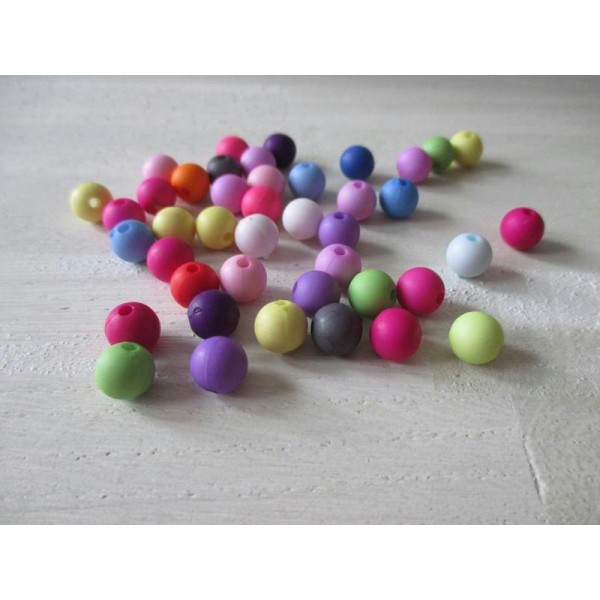 Lot de 50 perles acryliques rondes multicolores 8 mm - Photo n°1