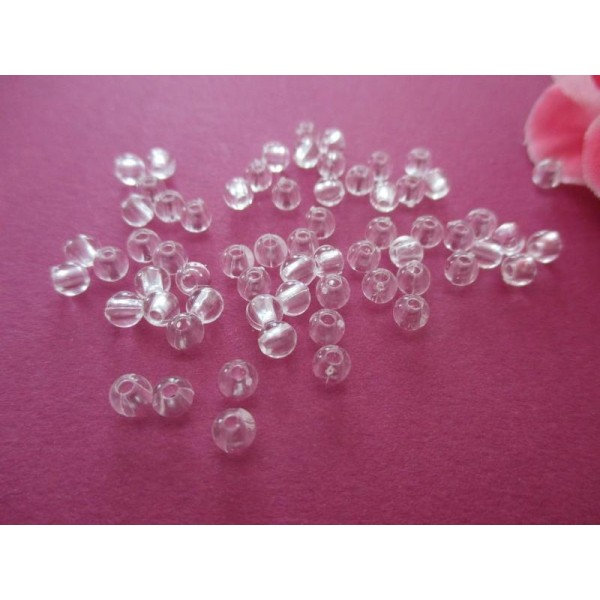 Lot de 150 perles acrylique transparente 4 mm - Photo n°1