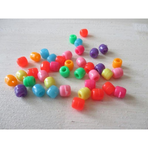 Lot de 95 perles acrylique multicolore 6 mm - Photo n°1