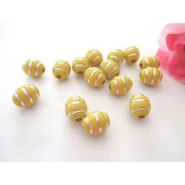 Lot de 30 perles acrylique olive jaune 12x10 mm - Photo n°1
