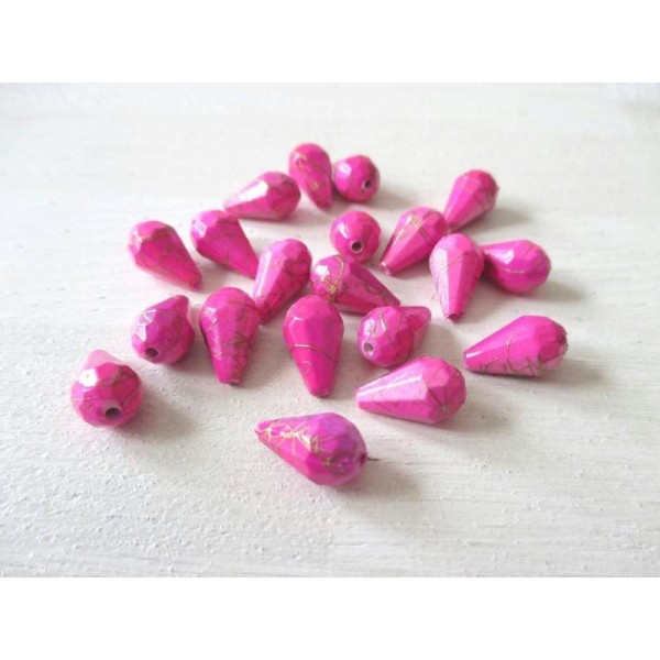 Lot de 20 perles acrylique goutte rose foncé 12 mm - Photo n°1