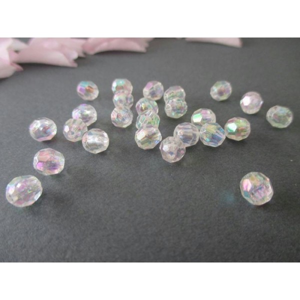 Lot de 50 perles acrylique cristal AB 6 mm - Photo n°1