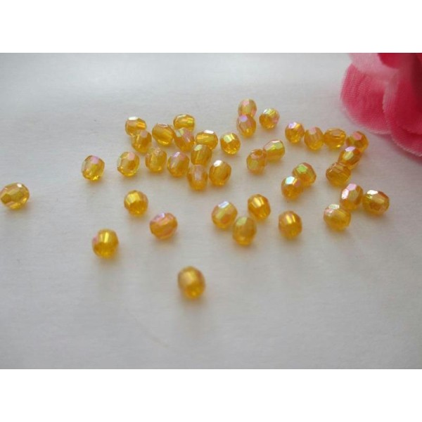 Lot de 50 perles acrylique à facette orange 4 mm - Photo n°1