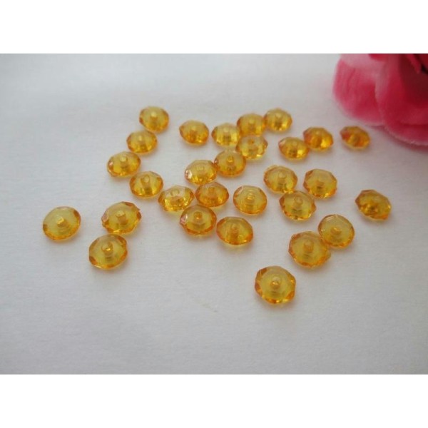 Lot de 14 perles rondelles acrylique orange 6 mm - Photo n°1