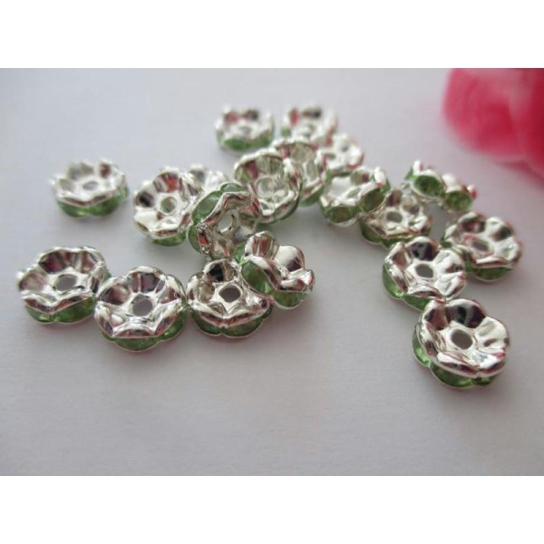 Lot de 19 perles rondelles acrylique vert clair 8 mm - Photo n°1