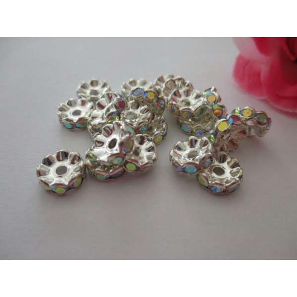 Lot de 20 perles rondelles acrylique cristal 8 mm - Photo n°1