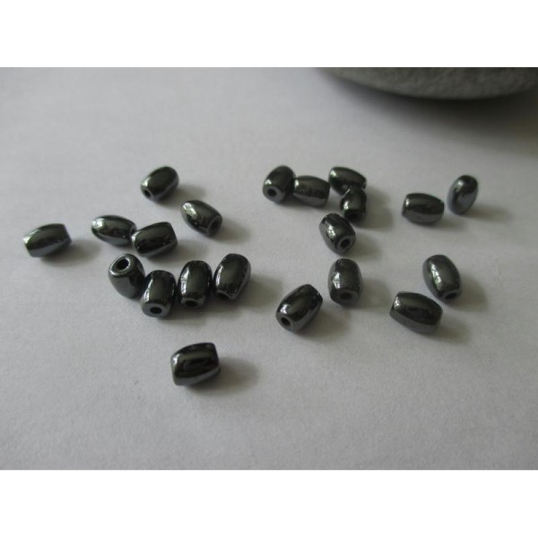 Lot de 30 perles hématites olives 6 mm - Photo n°1