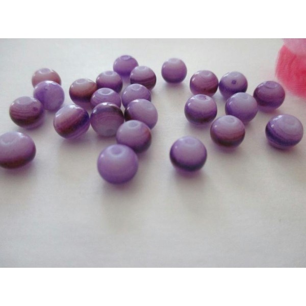 Lot de 100 perles en verre mauve violet 6 mm - Photo n°1